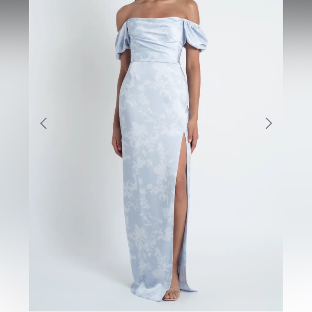 Jenny Yoo Blakely Dress in Whisper Blue Corsage